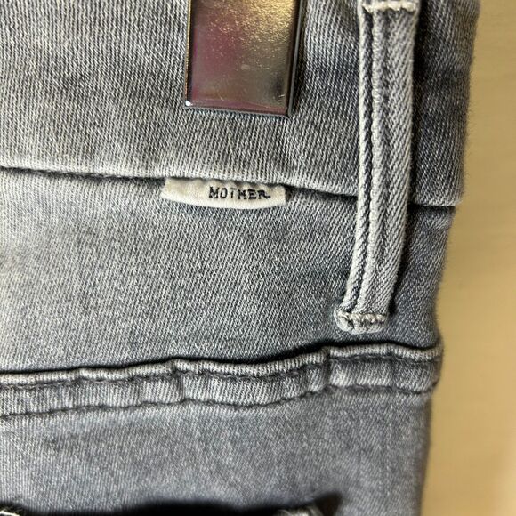 Mother The Looker Gray Medium Wash High Rise Distressed Fray Ankle Jeans Size 27 - Picture 9 of 16
